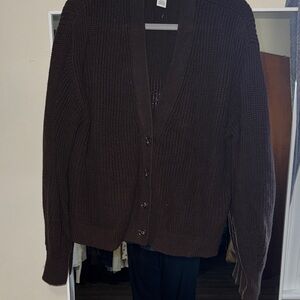 H&M Men's Dark Brown Cardigan Sweater